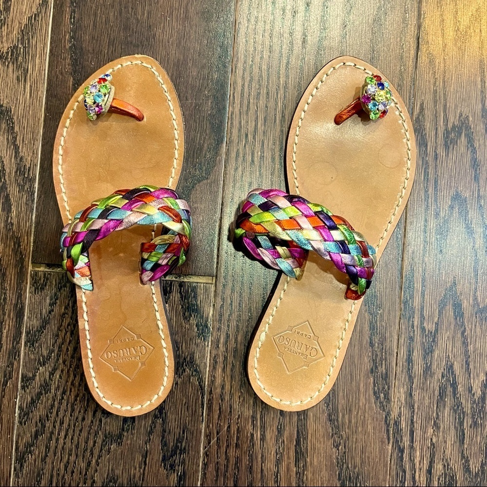 Stunning Emanuela Caruso Braided Mix Color Sandal, Size 36